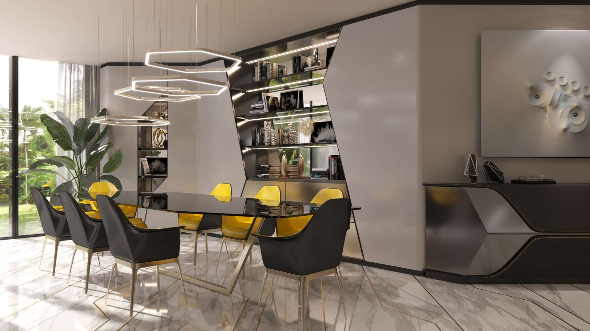 Modern living room in Lamborghini-inspired villa, Dubai Hills Vista, featuring stylish furniture and decor