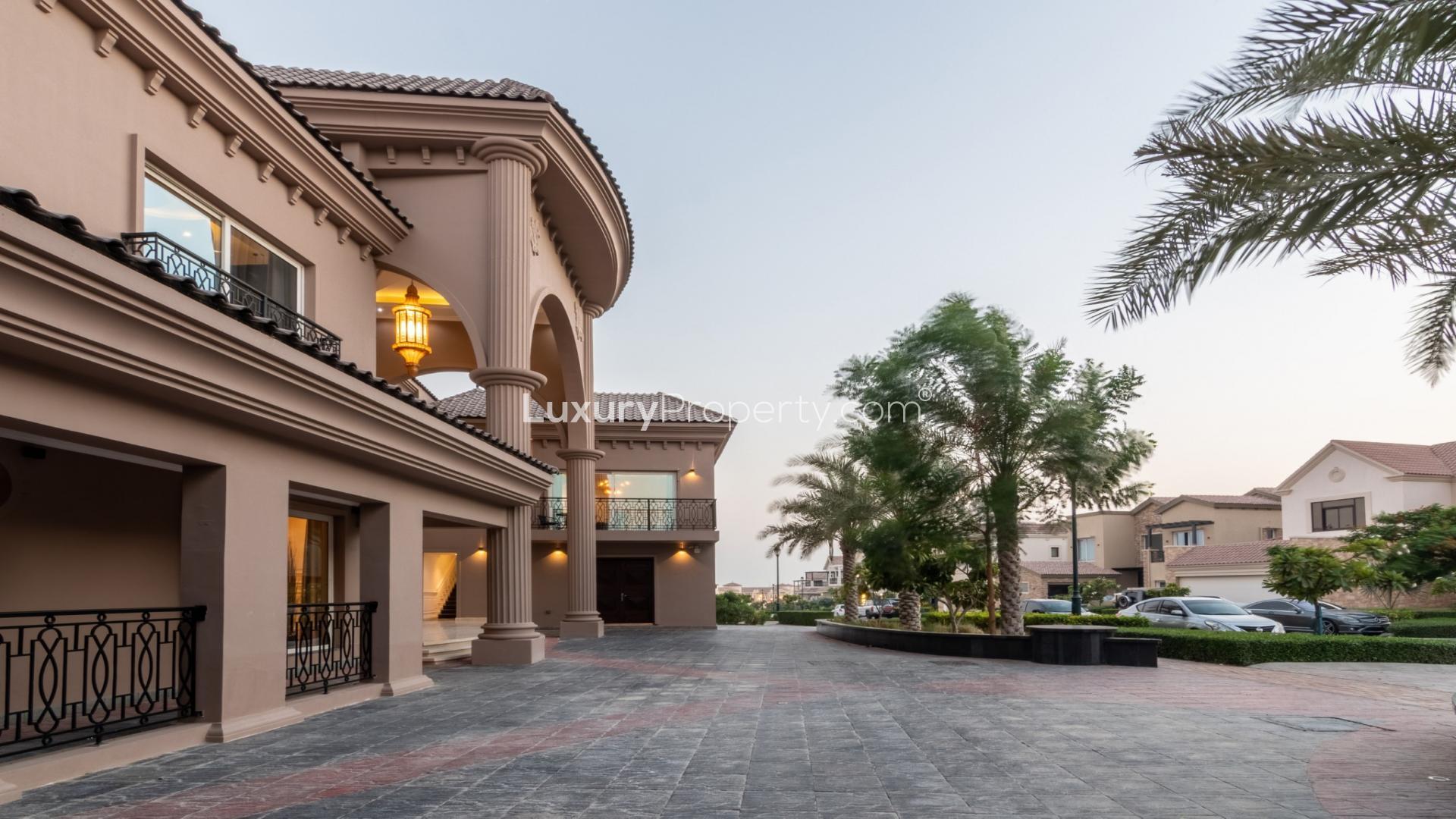 Luxurious 6-bedroom villa exterior in Wildflower, Jumeirah Golf Estates, for sale