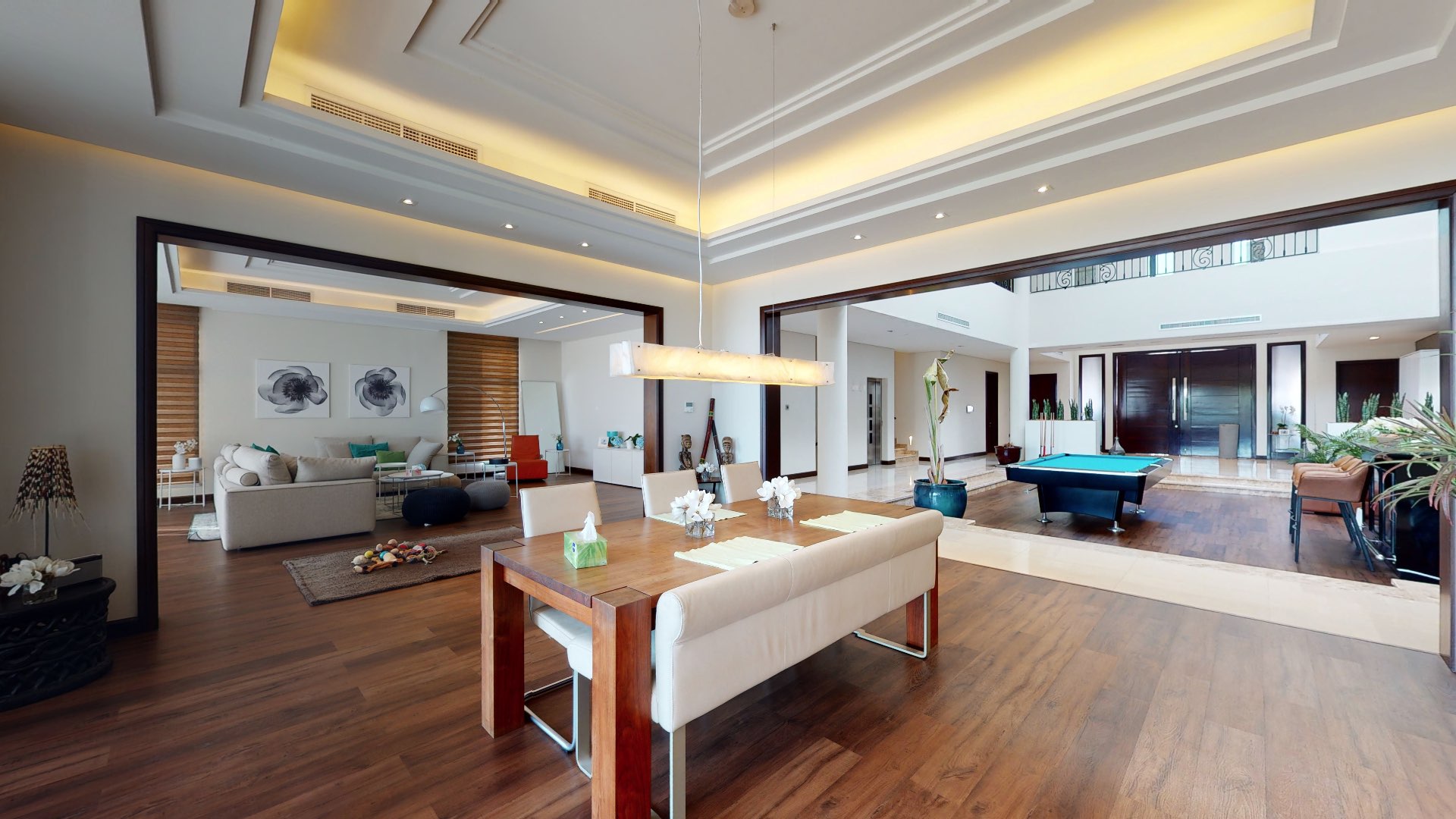 Modern home office with garden view in Jumeirah Golf Estates villa, Earth community