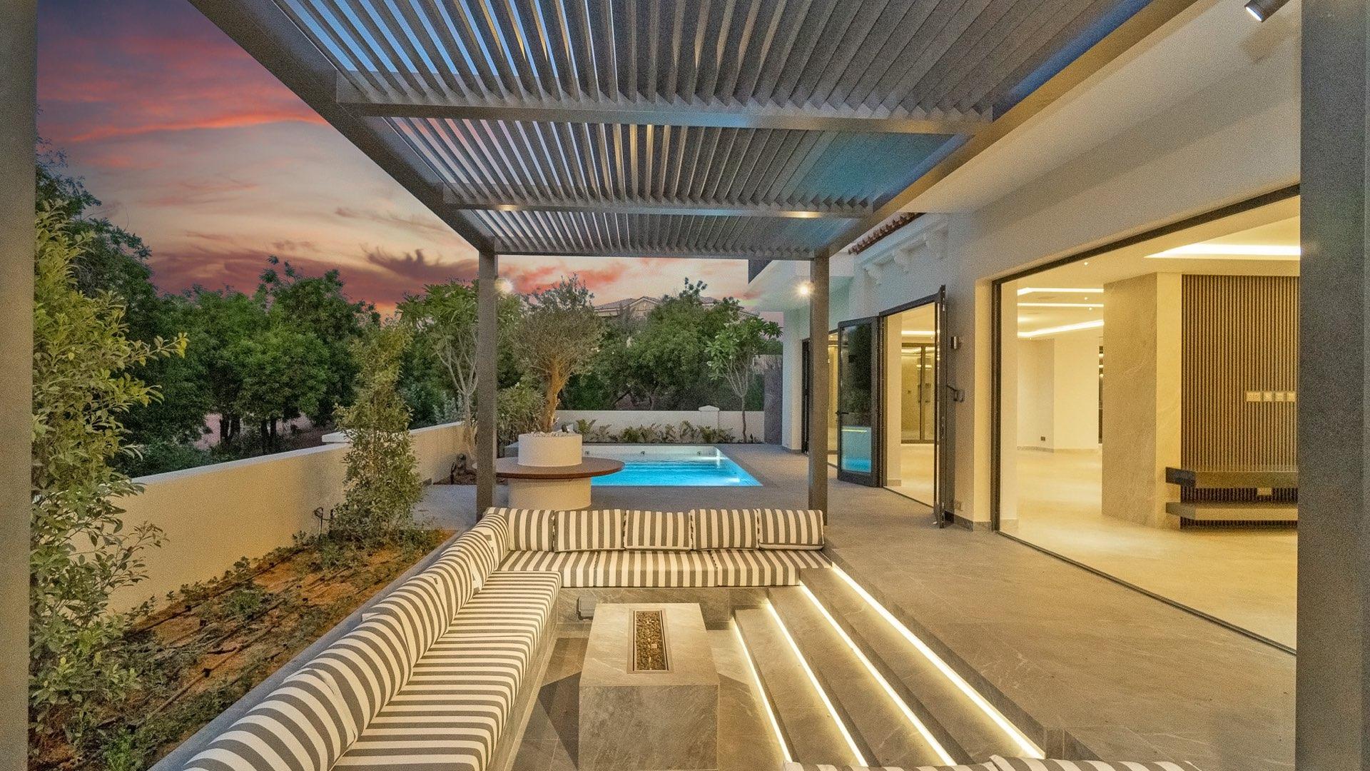 Modern kitchen in fully upgraded 6-bedroom villa, Jumeirah Golf Estates, Earth community