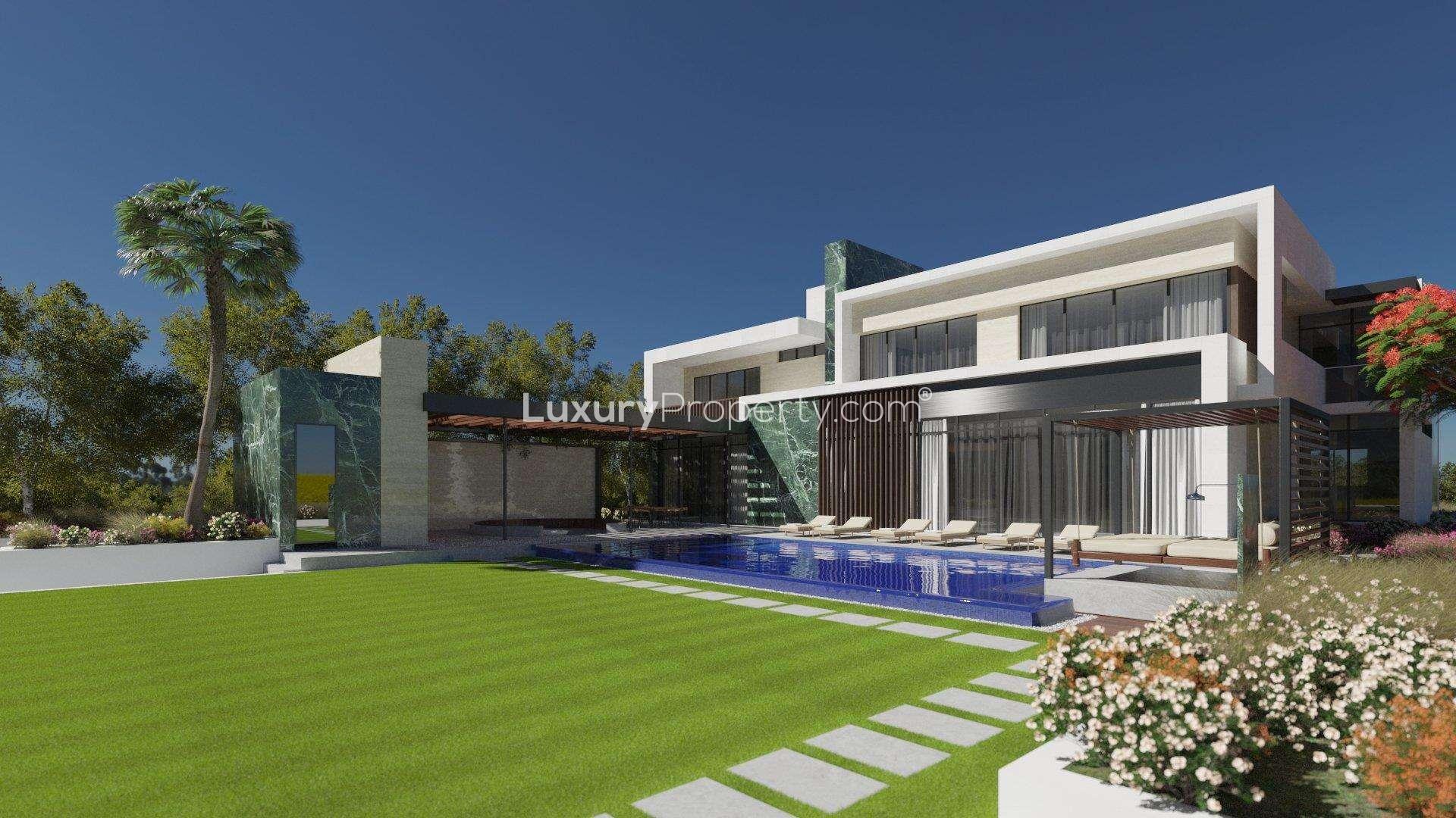 Luxurious six-bedroom villa exterior in Eighteen Islamabad with modern design and lush landscape
