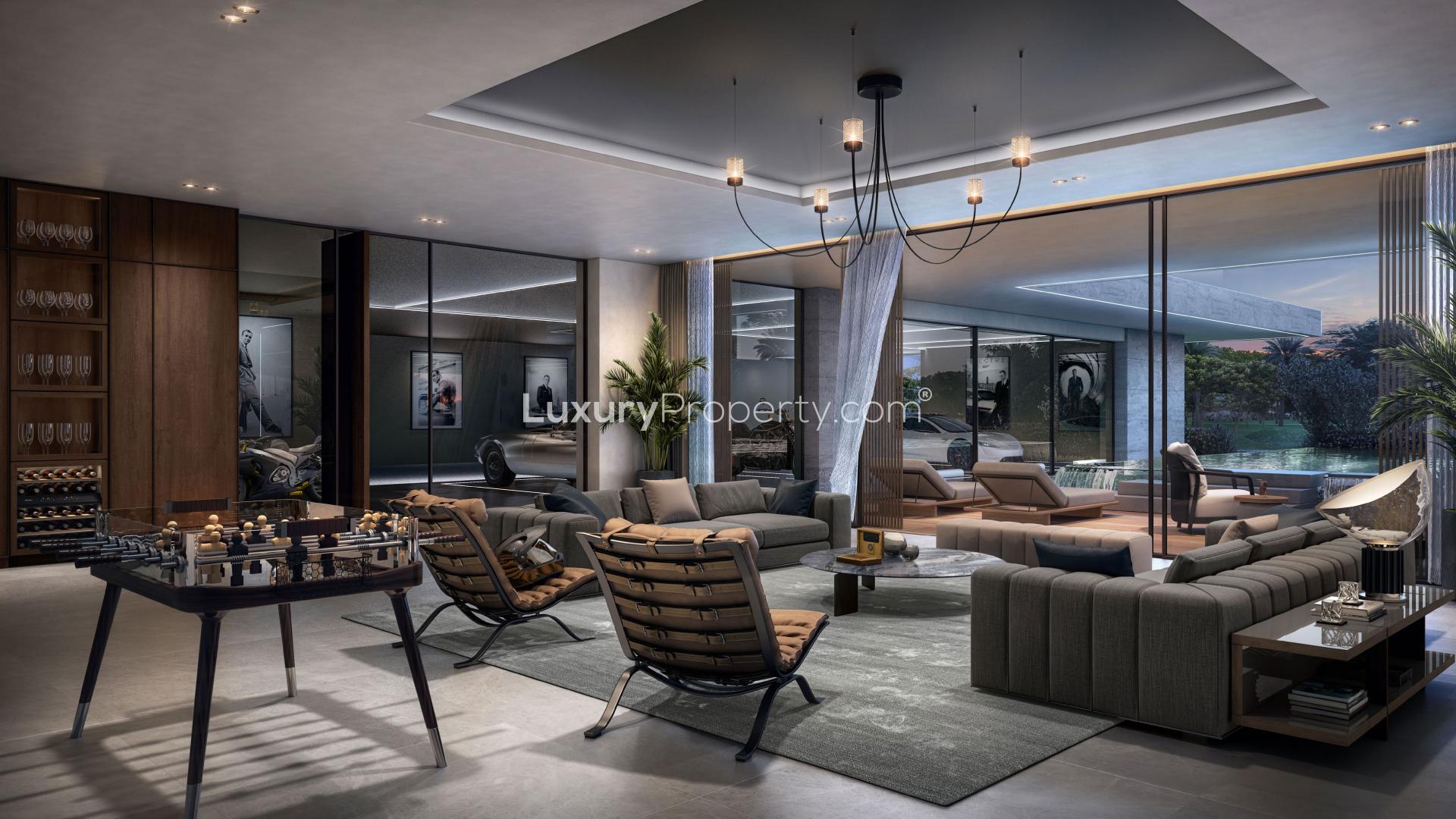 Luxurious living room in Tilal Al Ghaf villa, featuring elegant decor and modern furnishings