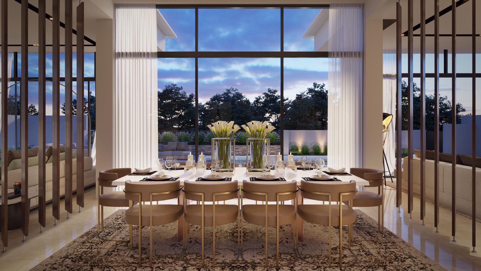 Luxurious living room in 6-bedroom villa, Golf Place, Dubai Hills Estate with stunning views