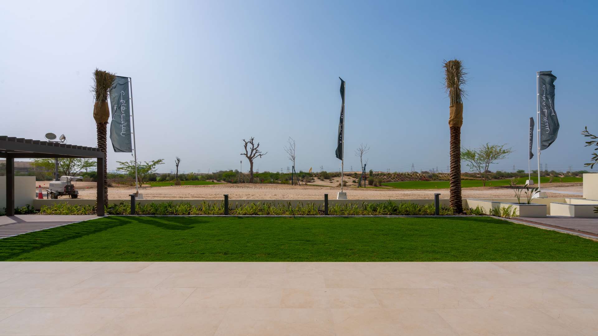 Modern kitchen interior in 6-bedroom villa, Golf Place, Dubai Hills Estate, marble countertops