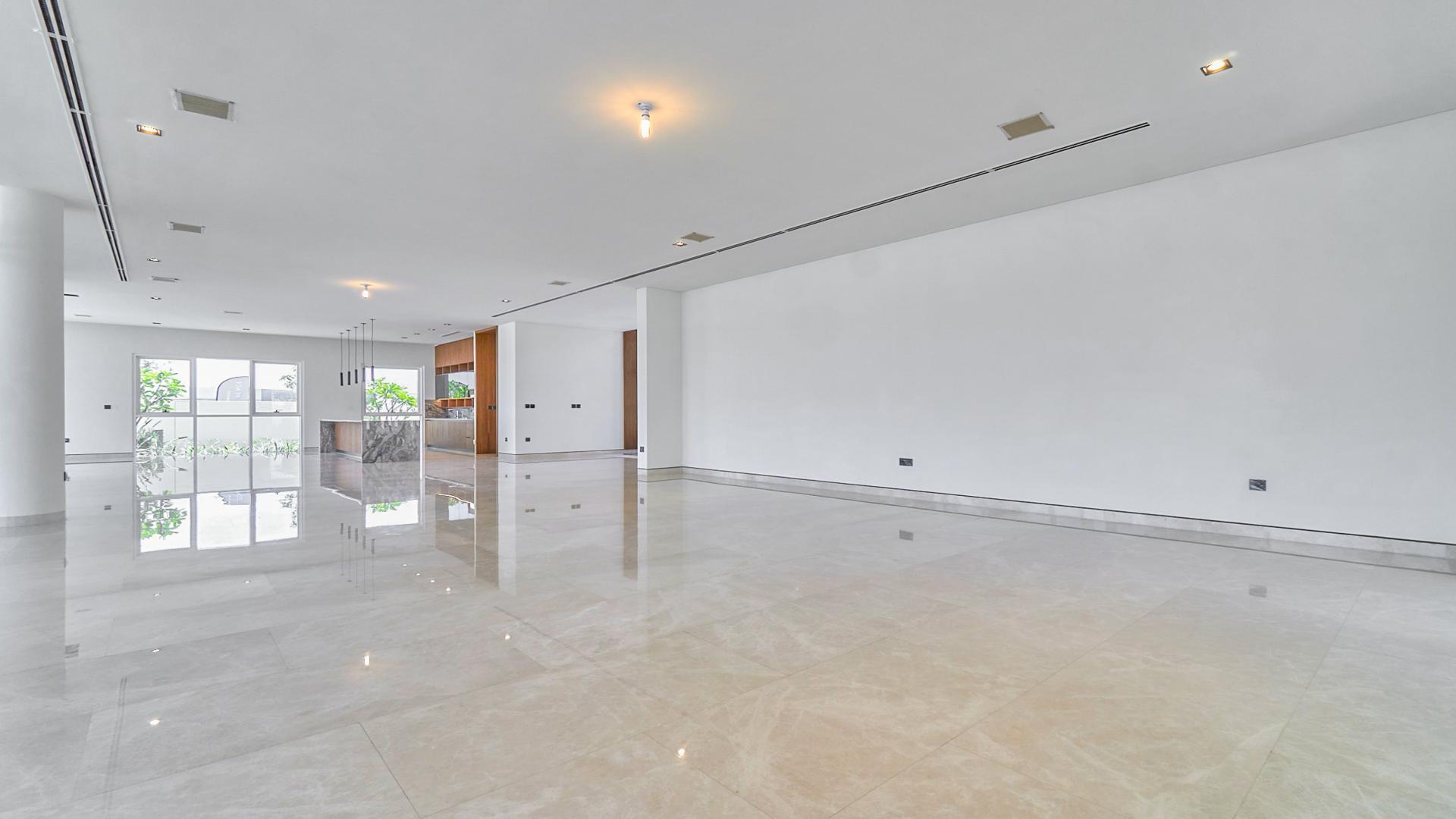 Spacious villa interior with large windows, Dubai Hills Estate, Golf Place, marble floors