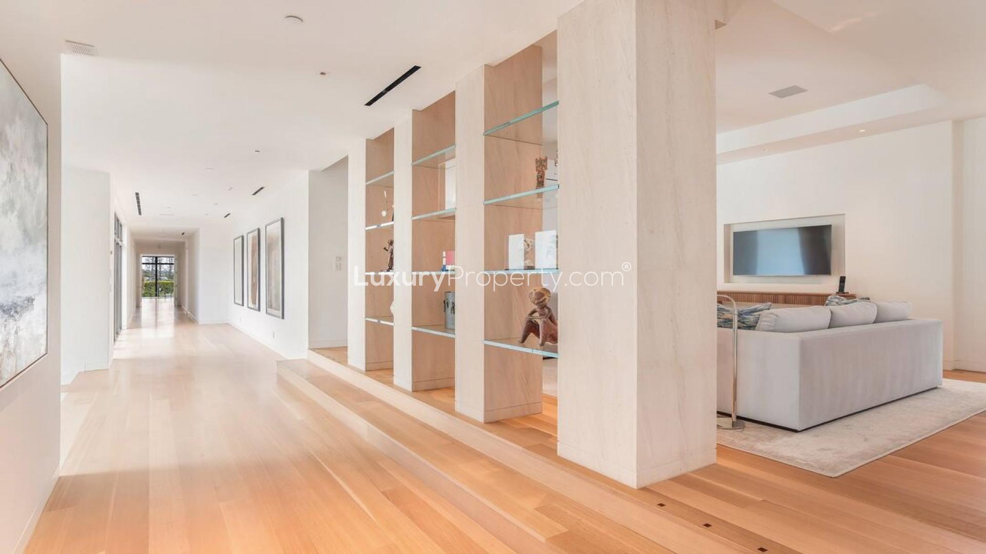 Spacious hallway and modern living area in Beverly Hills villa for sale