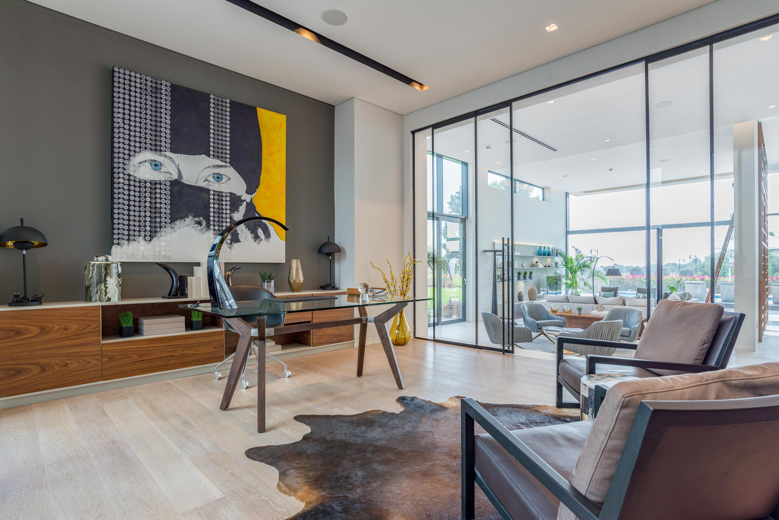 Modern kitchen in luxurious villa, Hillside Jumeirah Golf Estates, featuring sleek cabinetry and appliances