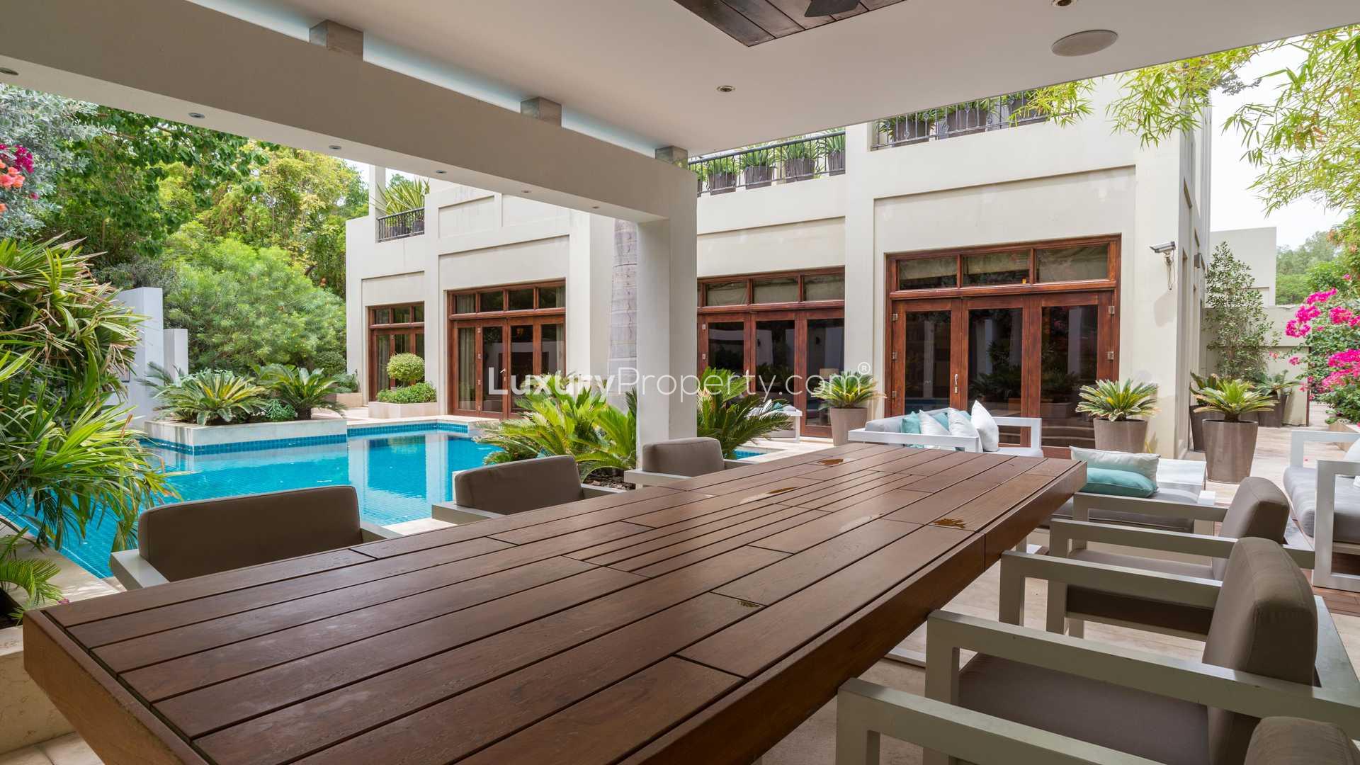 Home gym in luxury villa, Jasmine Leaf, Al Barari, featuring modern fitness equipment