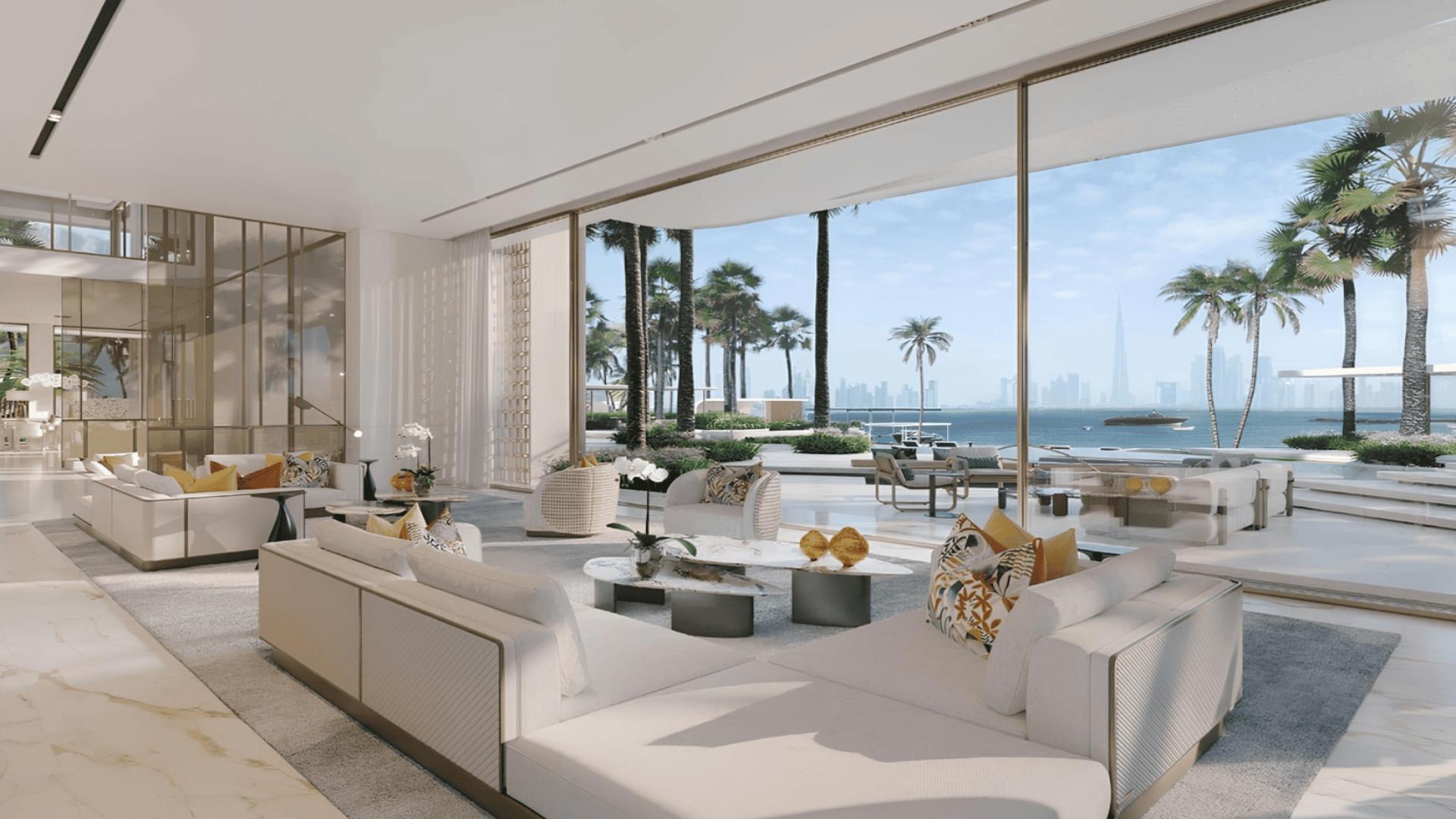 Luxurious villa interior with ocean view on Amali Island, The World Islands, for sale