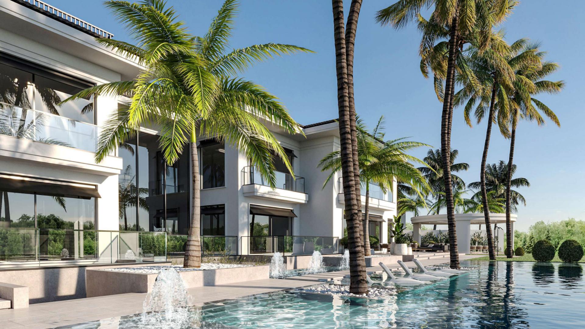 LA Style Mega Mansion with palm trees and pool in Dubai Hills Estate villa for sale