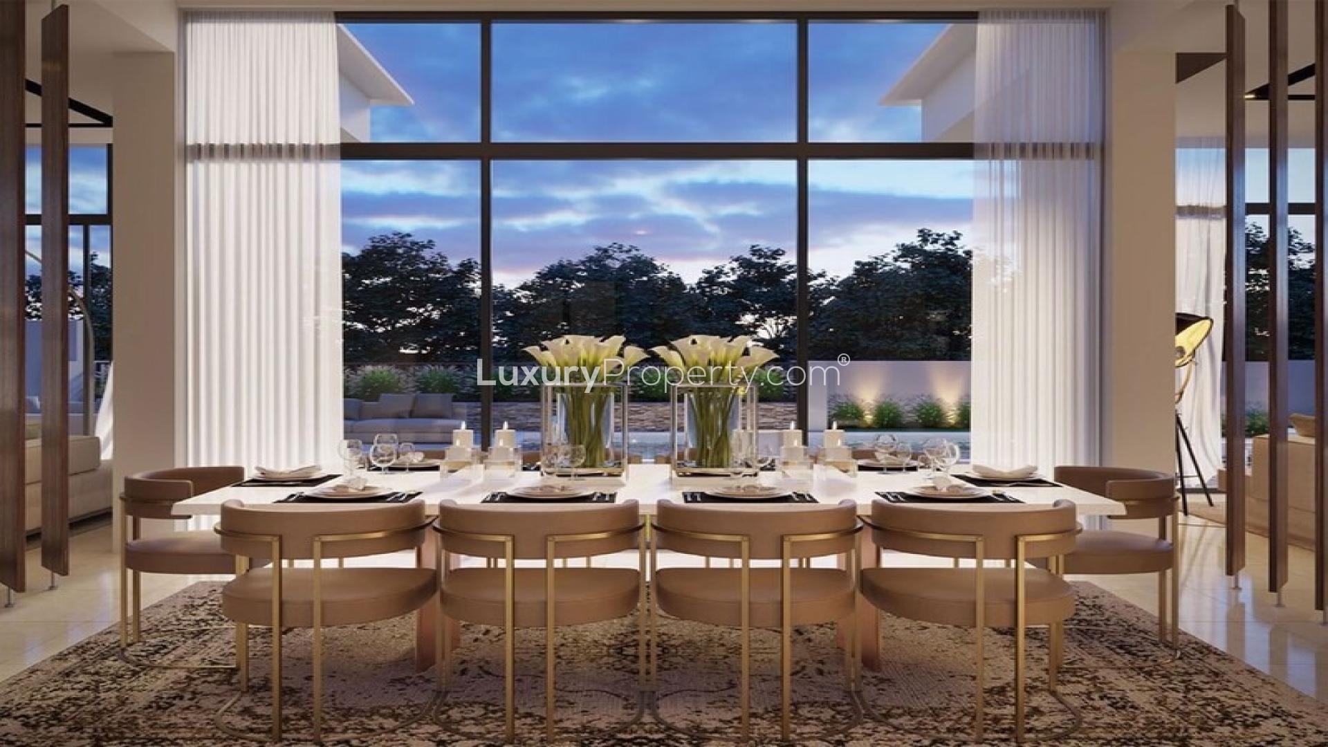 Luxurious living room in 6-bedroom villa, Golf Place 2, Dubai Hills Estate, park view