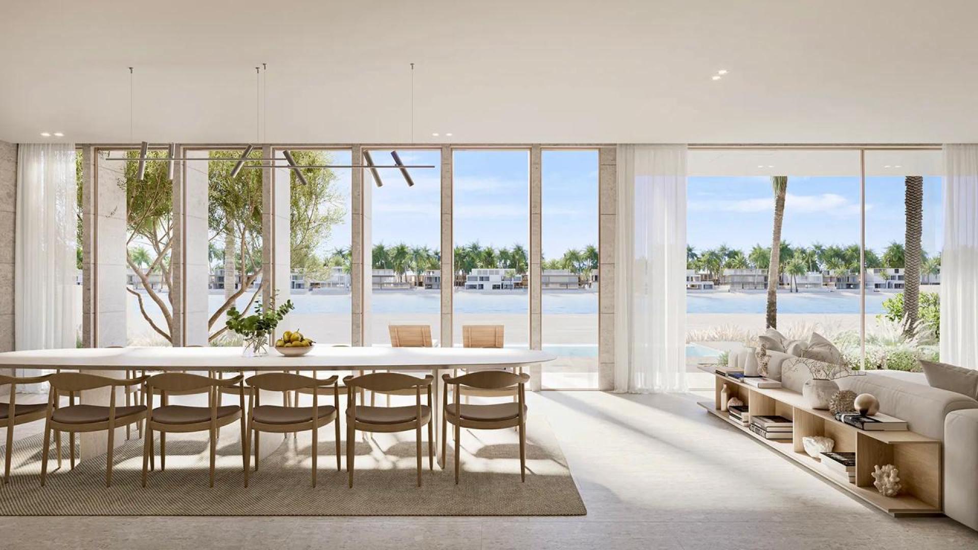 Modern Tropical Mist Villa living area with sea view on Palm Jebel Ali Frond M