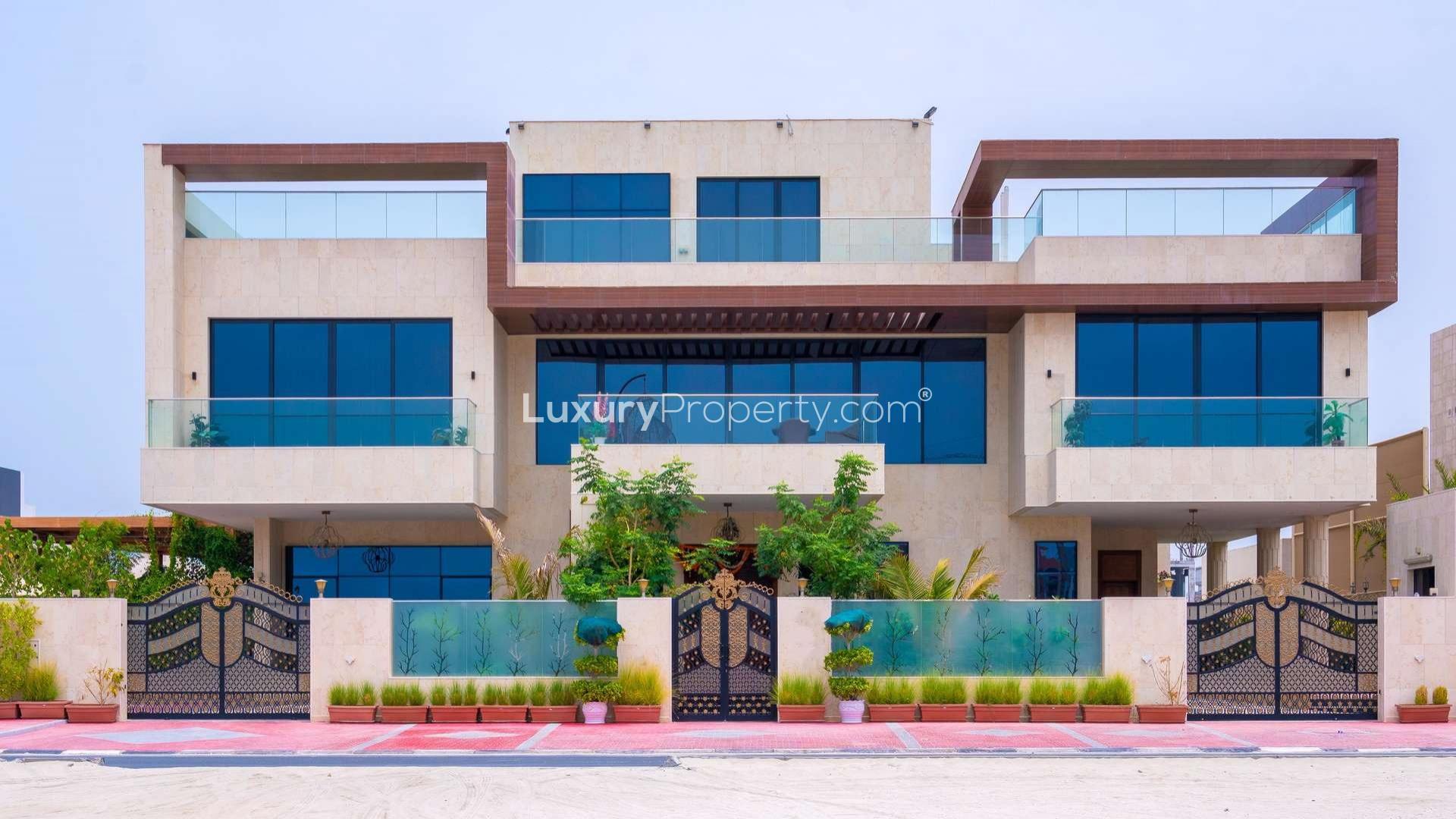 Custom-built villa exterior with modern design, Pearl Jumeirah, stunning sea views, for sale