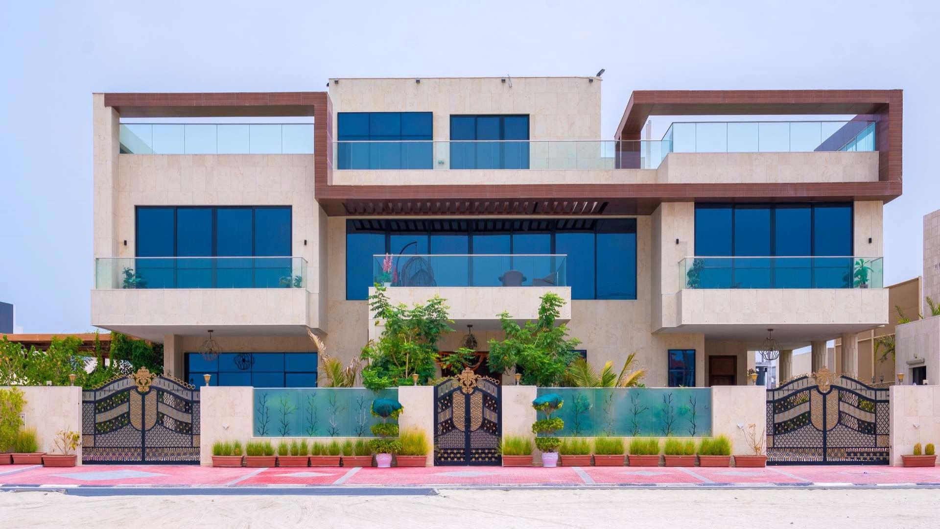 Custom-built villa exterior with modern design, Pearl Jumeirah, stunning sea views, for sale