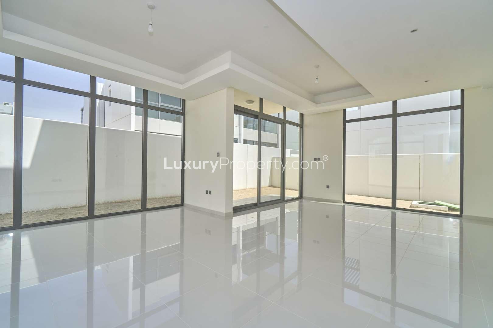 Stunning six-bedroom villa exterior in Primrose, Damac Hills 2, for sale