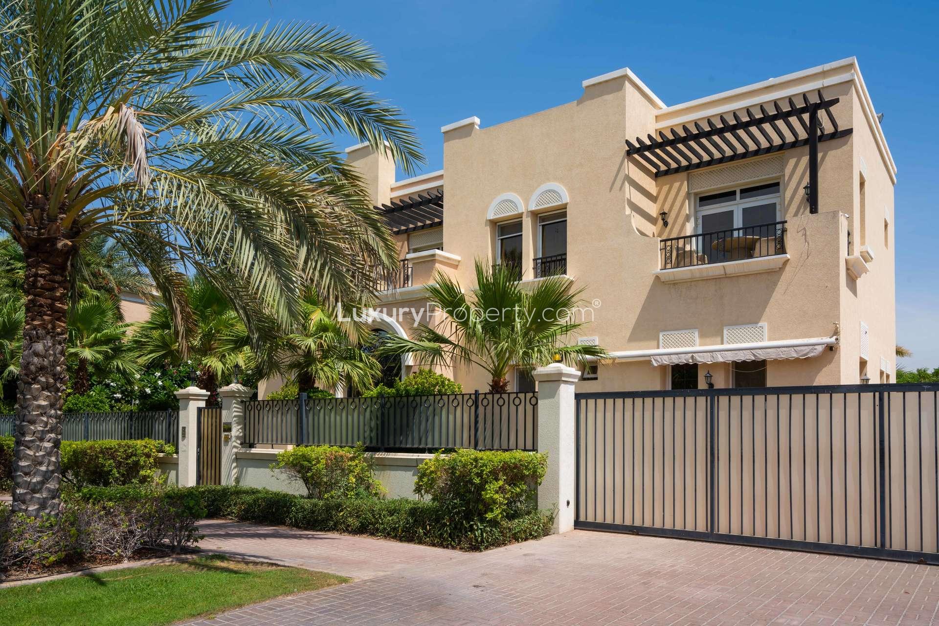 Luxurious villa bar area with elegant seating in Emirates Hills, Dubai