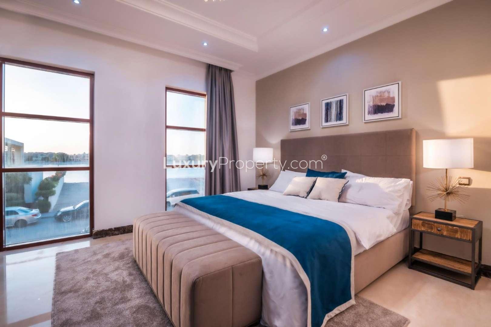 N/A,Luxury bedroom in modern Arabic villa with marina views, Palm Jumeirah Signature Villas