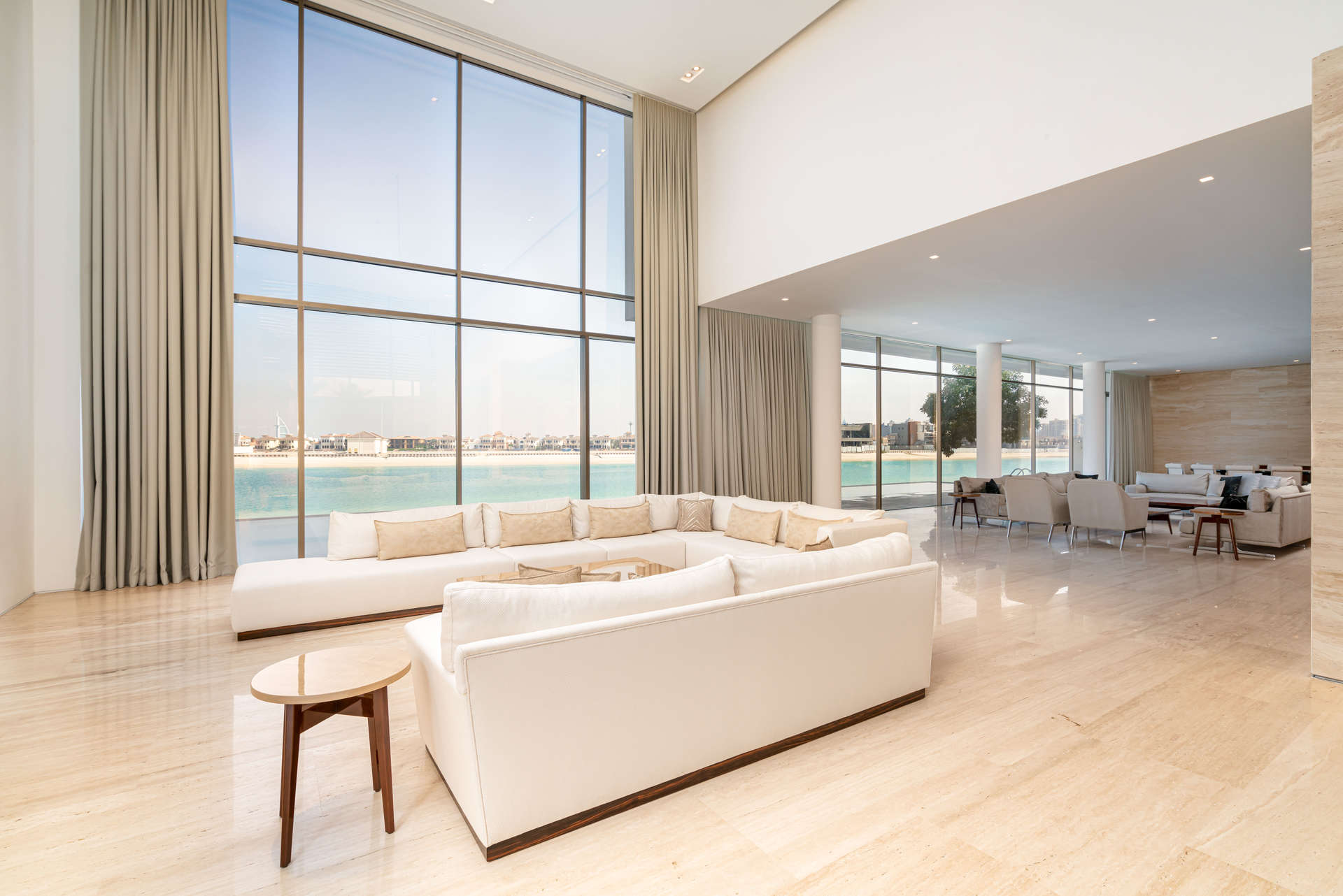 Spectacular modern beachfront villa exterior on Palm Jumeirah, Frond H, for sale