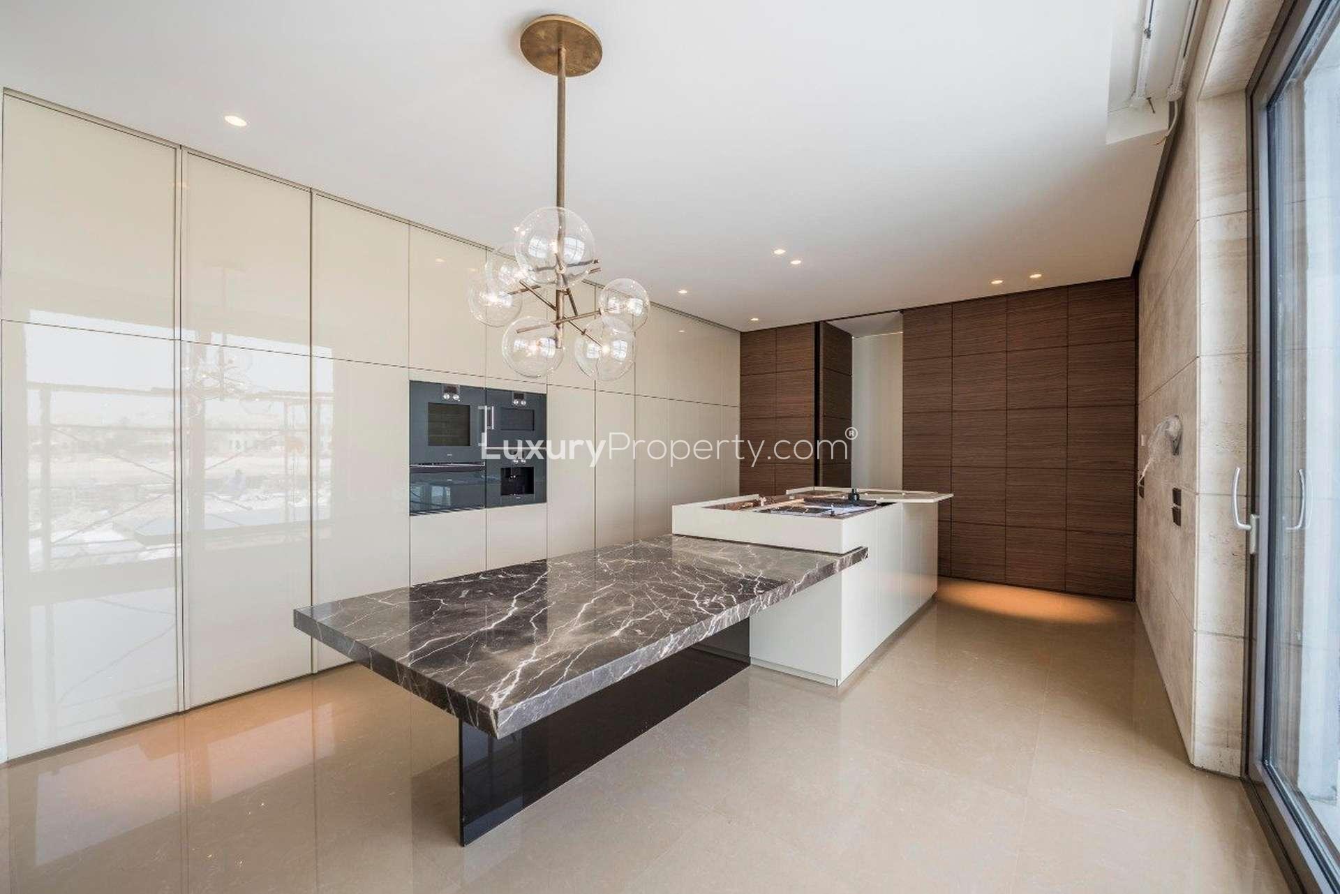 Luxurious interior of six-bedroom Palm Jumeirah Signature Villa with spacious open-plan layout