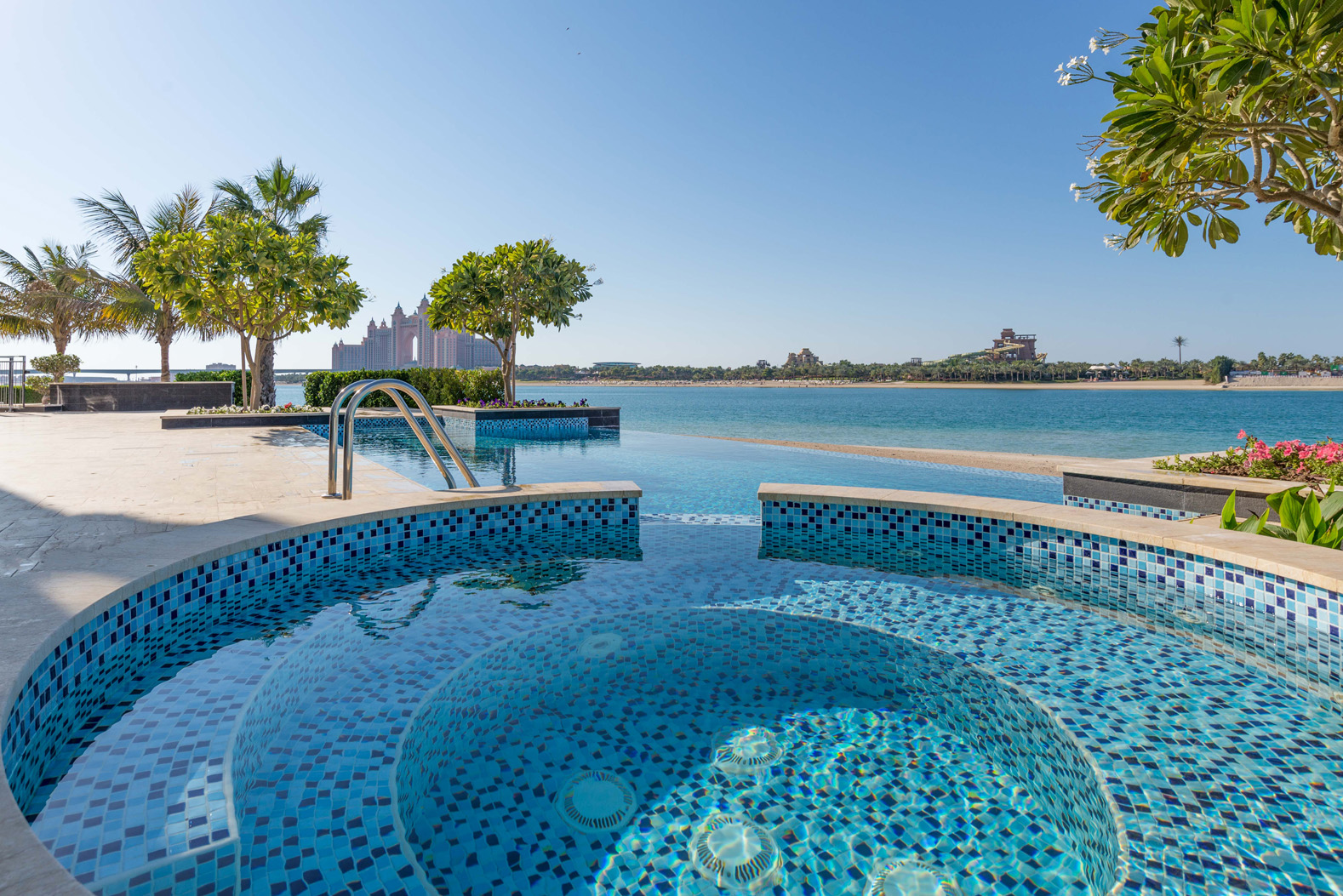 Luxurious beachfront villa exterior on Palm Jumeirah, Signature Villas, for sale