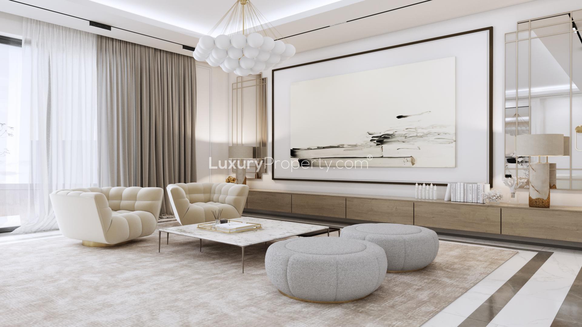 Luxurious entrance hallway in bespoke villa for sale, Al Barari, Silk Leaf community