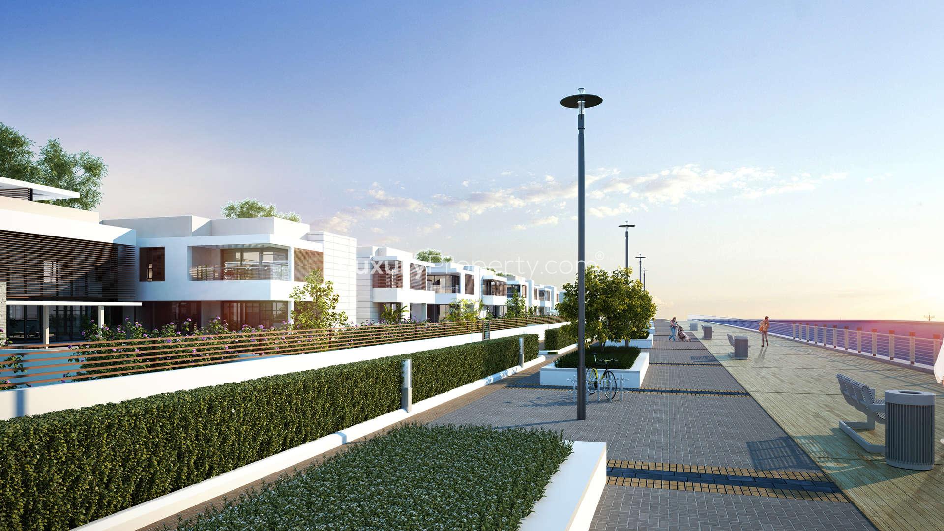 Luxurious villa poolside at Sobha Hartland, Dubai, featuring modern design and elegant decor