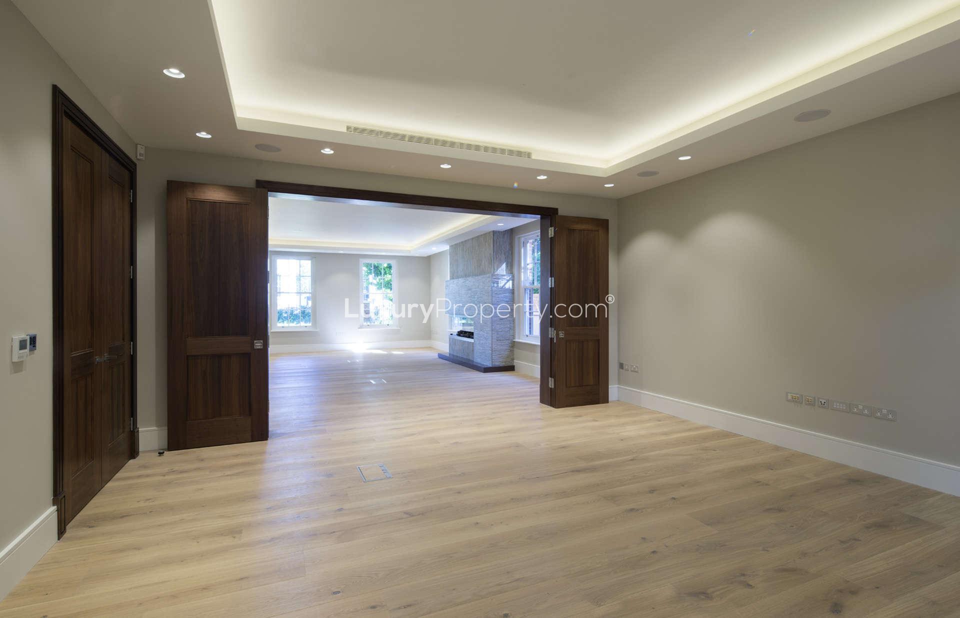 Elegant villa garden at dusk, Acacia Road, St. John's Wood, London