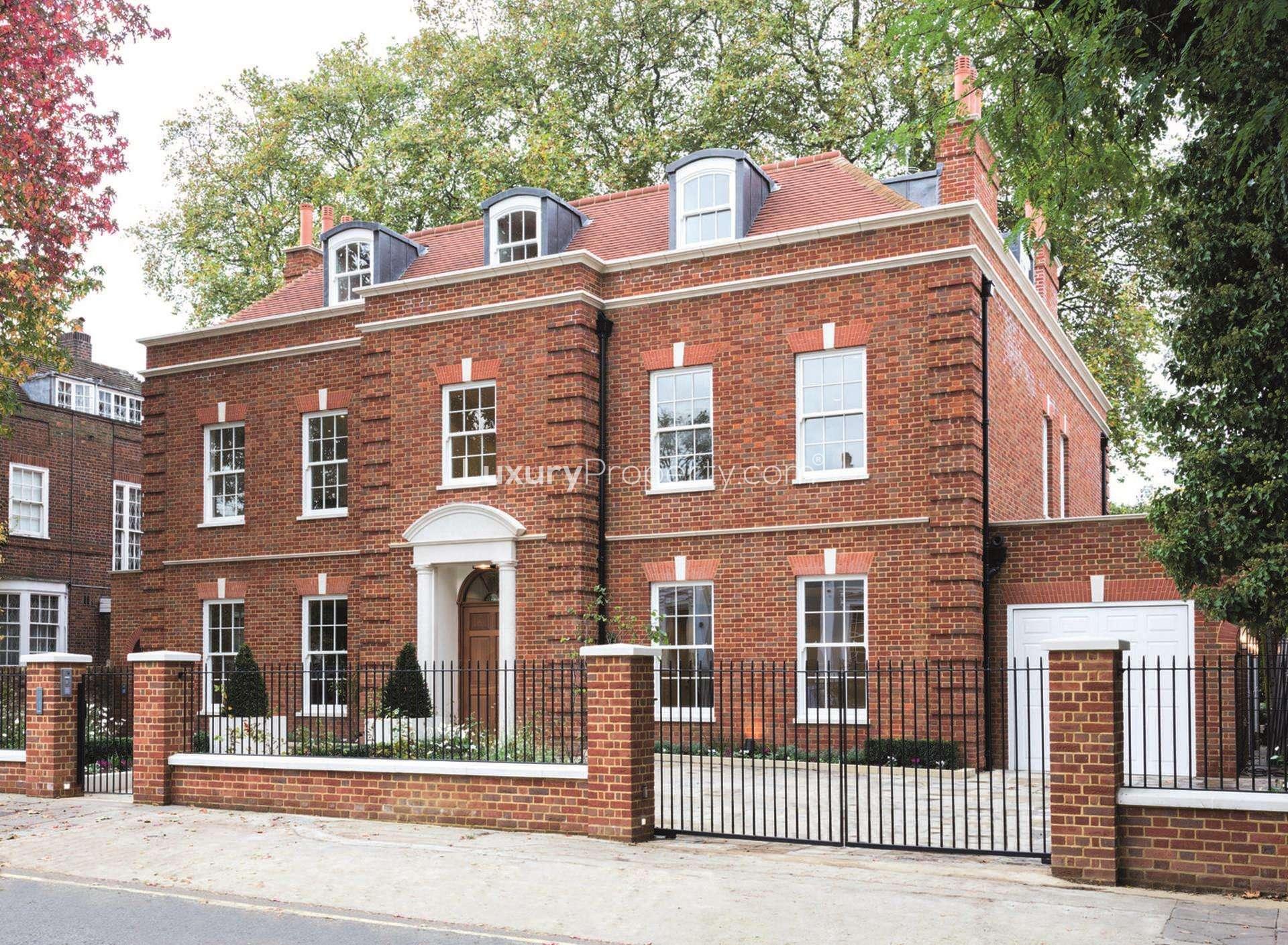 Spacious living room with wooden floors in St. John's Wood villa, London, for sale
