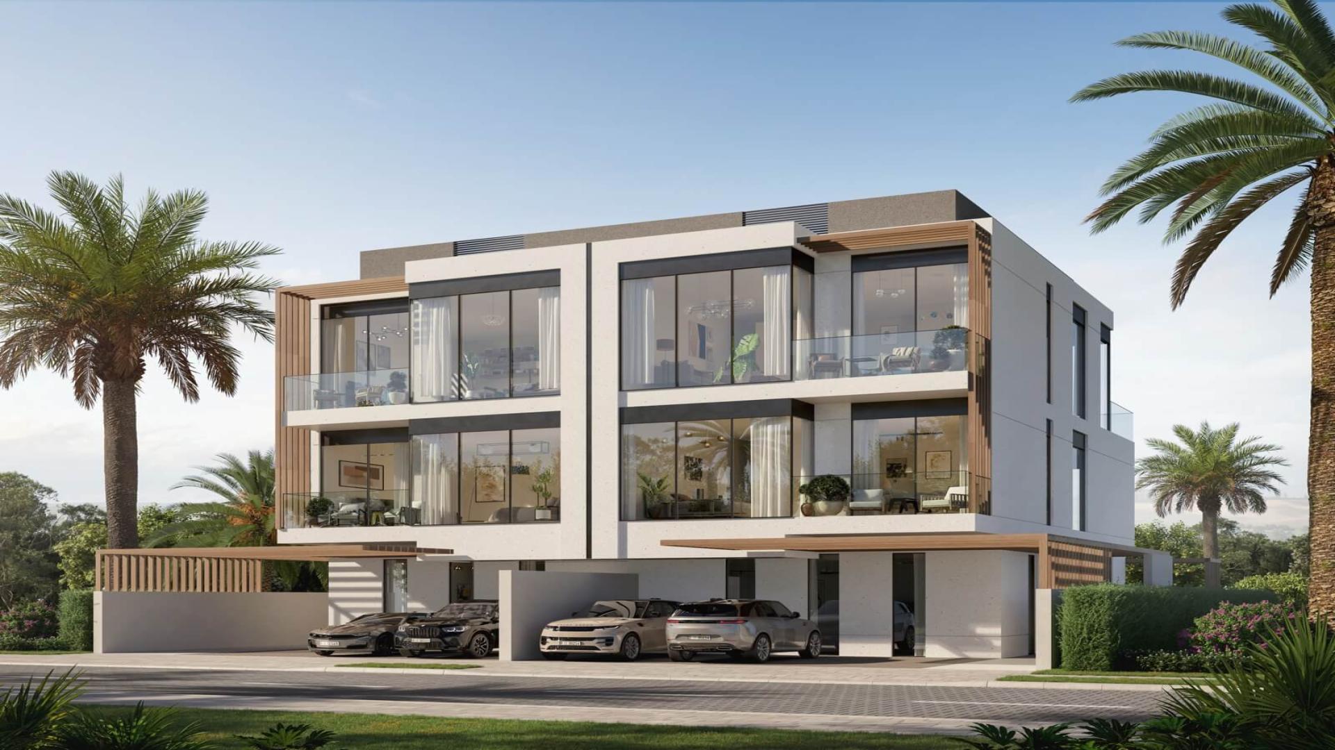 Luxurious villa exterior in Jumeirah Golf Estates, Terra Golf Collection, for sale