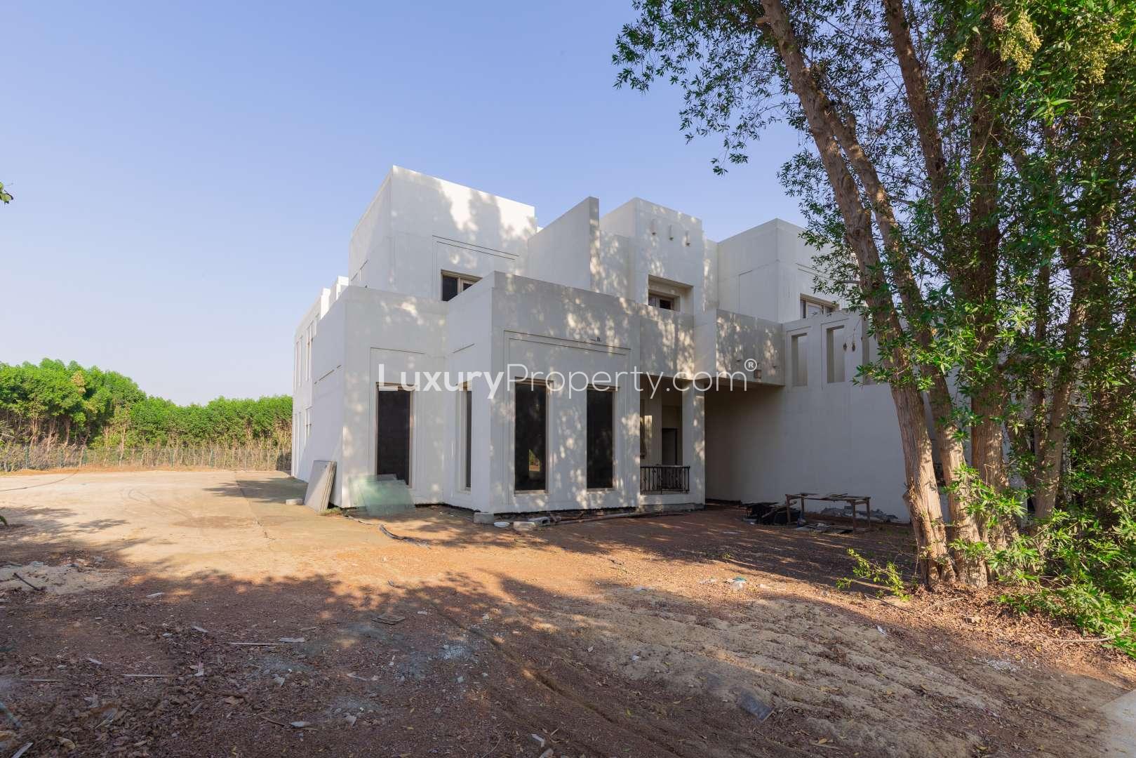 Shell and Core Villa Exterior in Al Barari's The Reserve, Large Private Plot