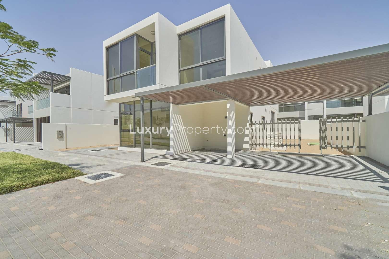 Exterior view of six-bedroom villa for sale in Zinnia, Damac Hills 2