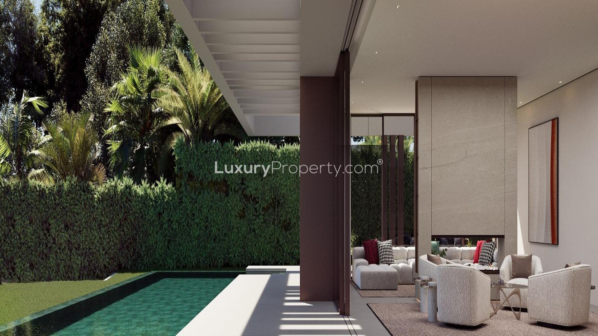 Modern open-plan living area with panoramic views in Marbella villa, Costa del Sol