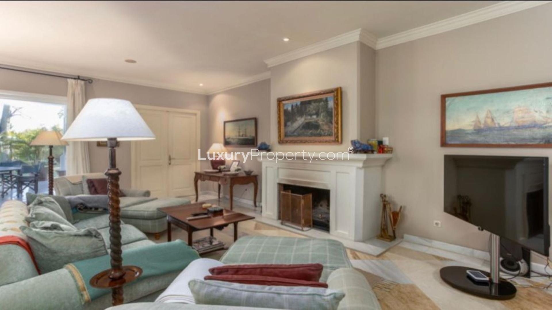 Luxurious living room in Guadalmina Baja villa, Marbella with elegant decor and spacious seating