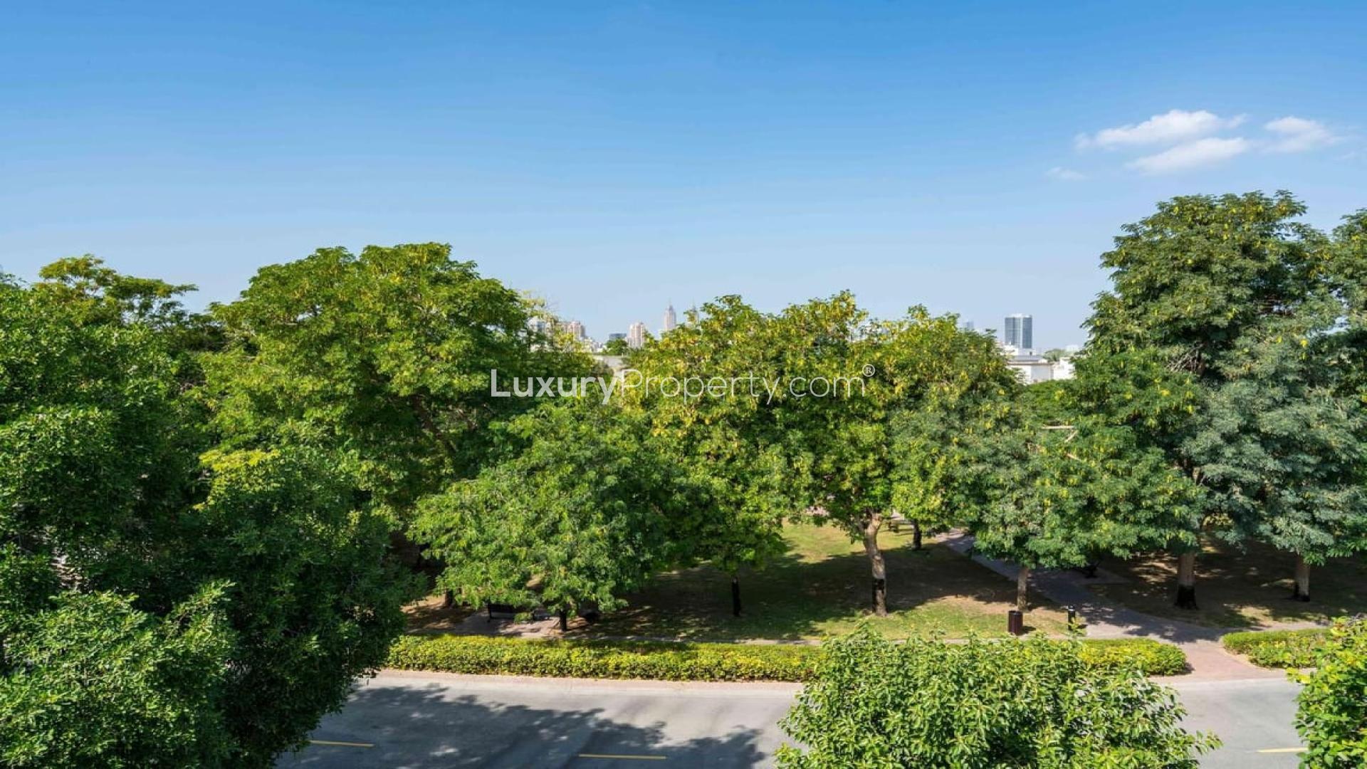 Luxurious villa interior with modern staircase and elevator in Emirates Hills, Dubai