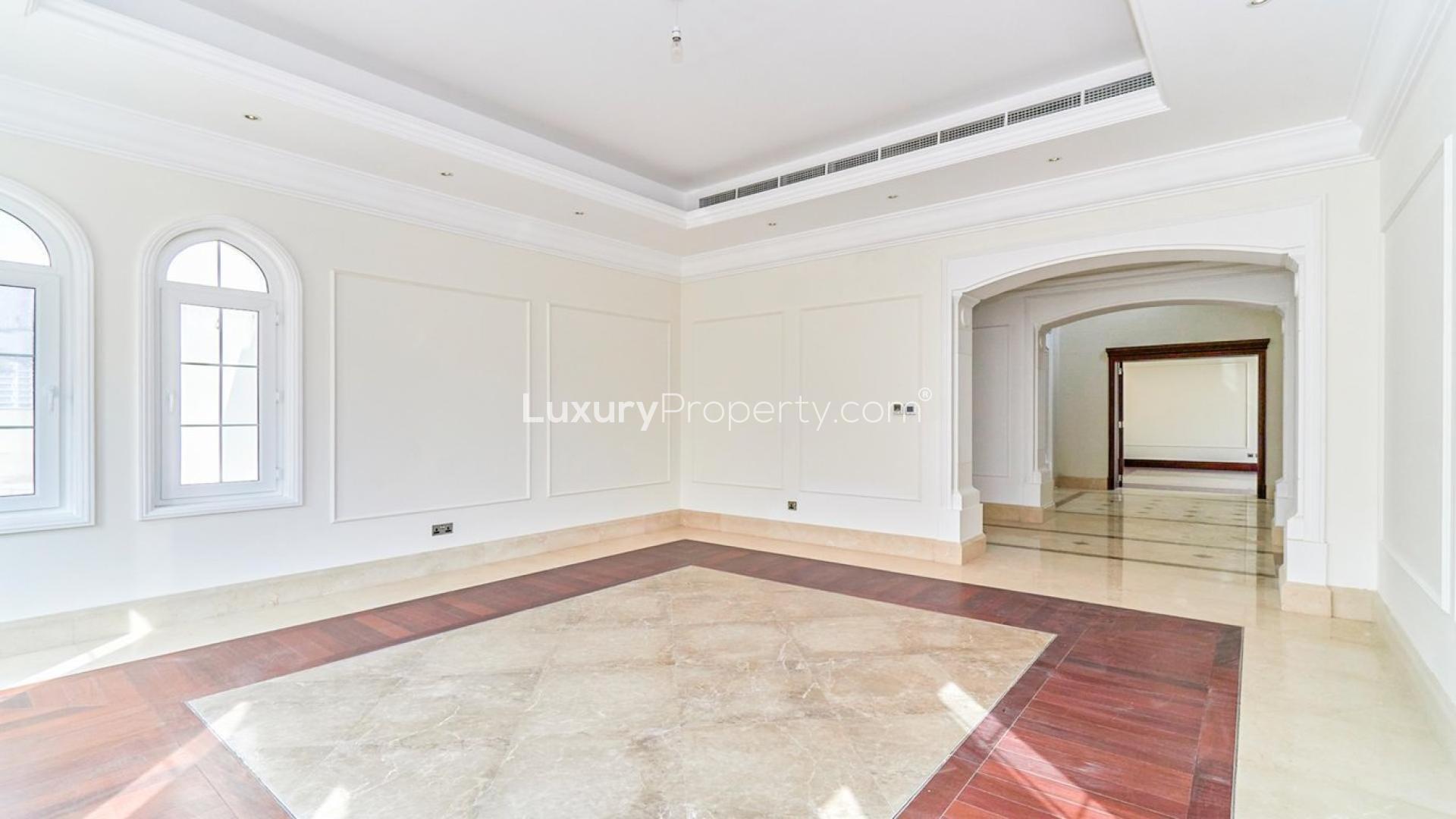 Bright room with arched windows in upgraded 7-bed Polo Home, Arabian Ranches villa for rent