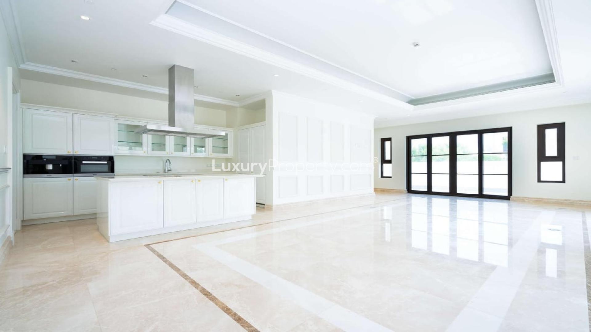 Elegant Mediterranean style villa with manicured garden in District One, Burj Khalifa view