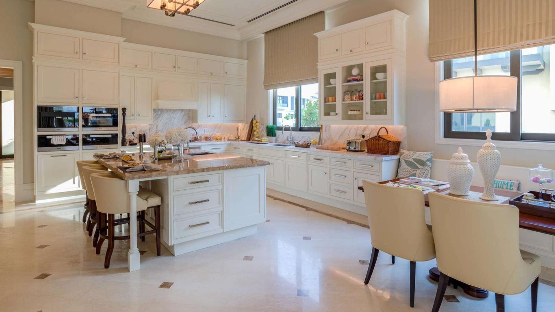 Seven-bedroom villa exterior in Dubai Hills Grove, lush landscaping, modern design, for sale