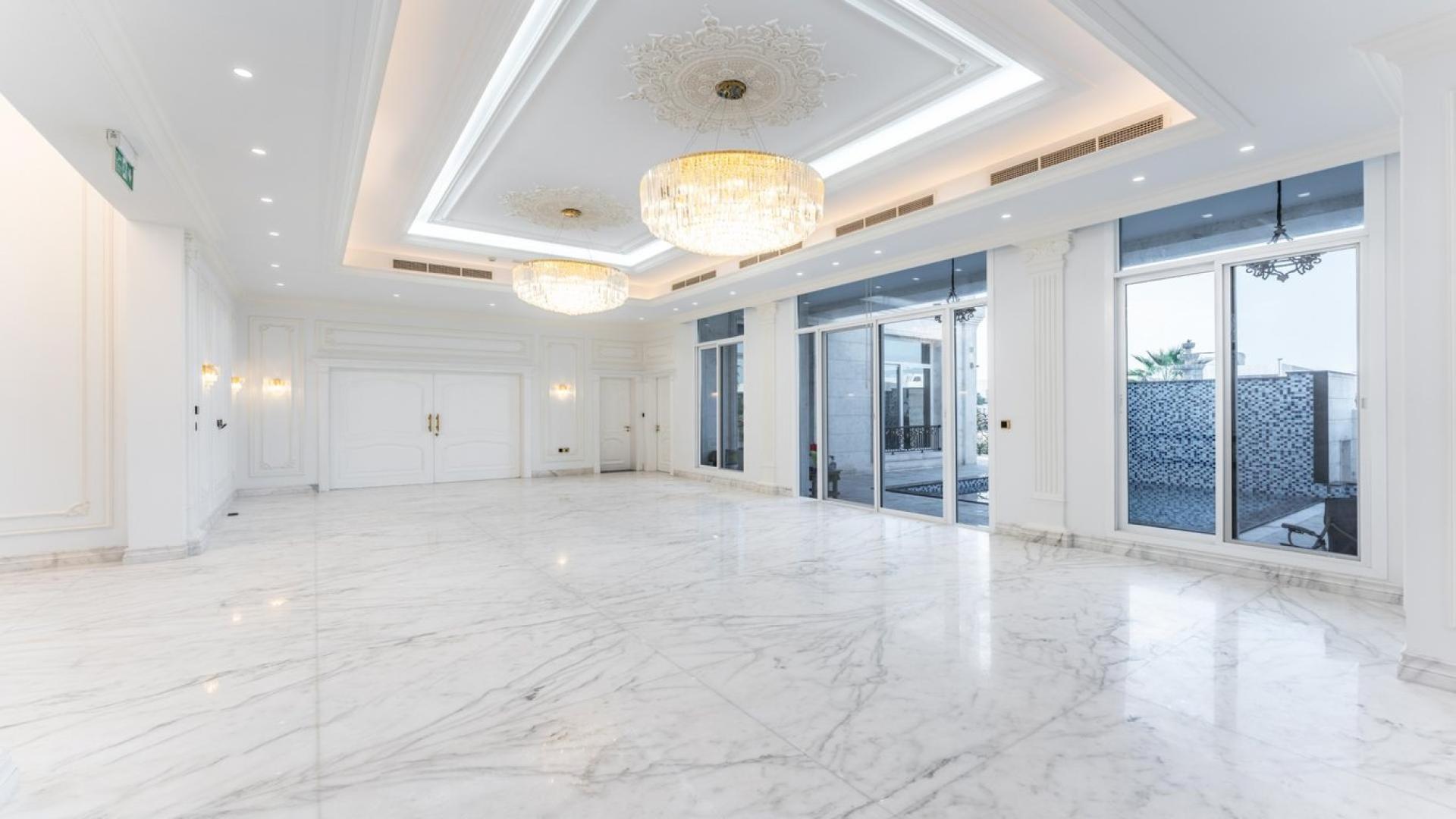 Luxurious villa interior with marble floors and chandeliers on Pearl Jumeirah, Jumeirah