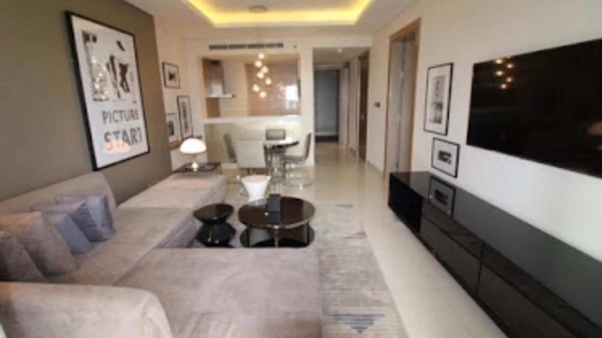 Modern kitchen with sleek countertops in Paramount Tower D apartment, Business Bay