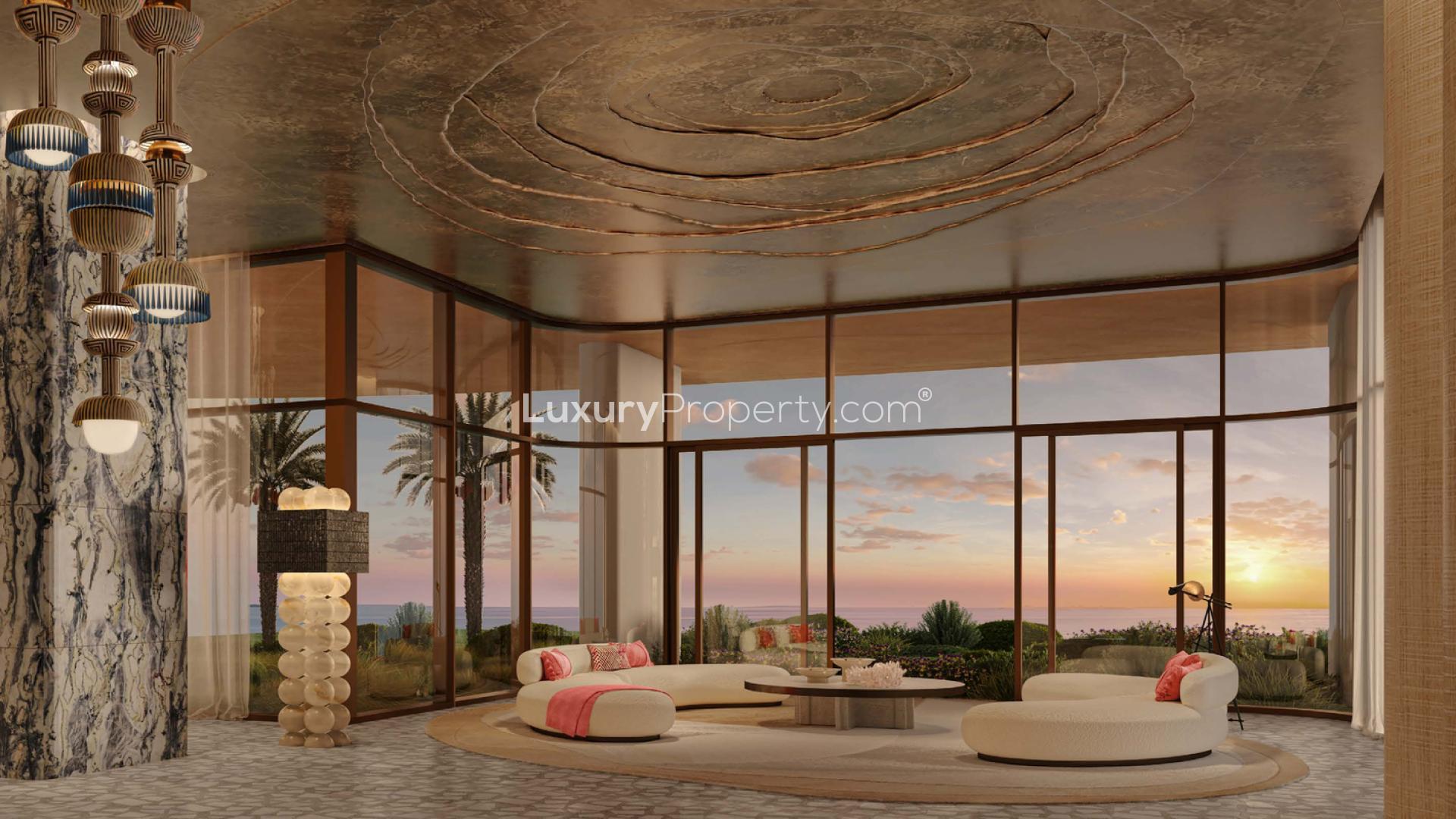 Luxurious living room in Jumeirah Asora Bay 7-bedroom penthouse with stunning sea views