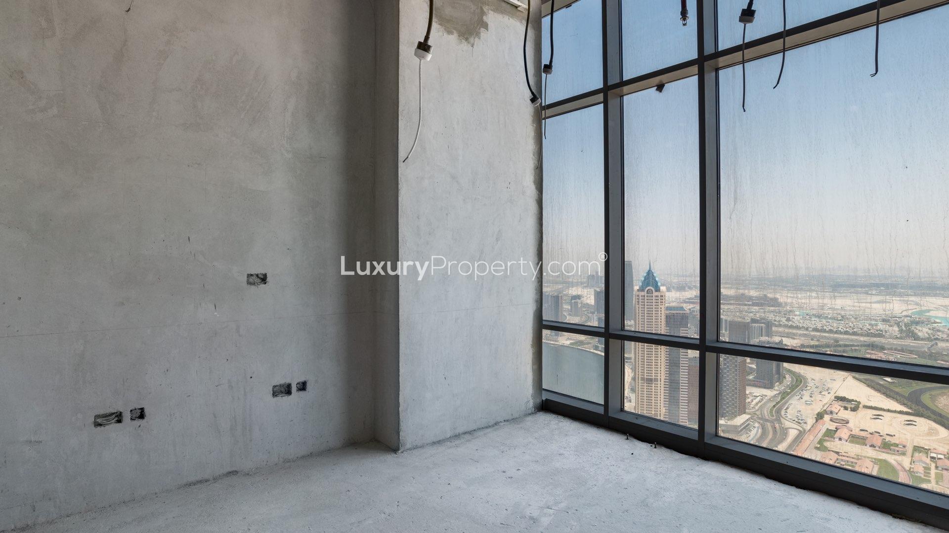 Luxurious penthouse view from Amna Tower, Al Habtoor City, Business Bay, Dubai skyline