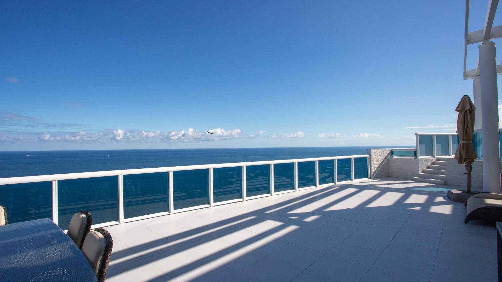 Luxurious Trump Hollywood penthouse terrace with stunning Atlantic Ocean views in Florida