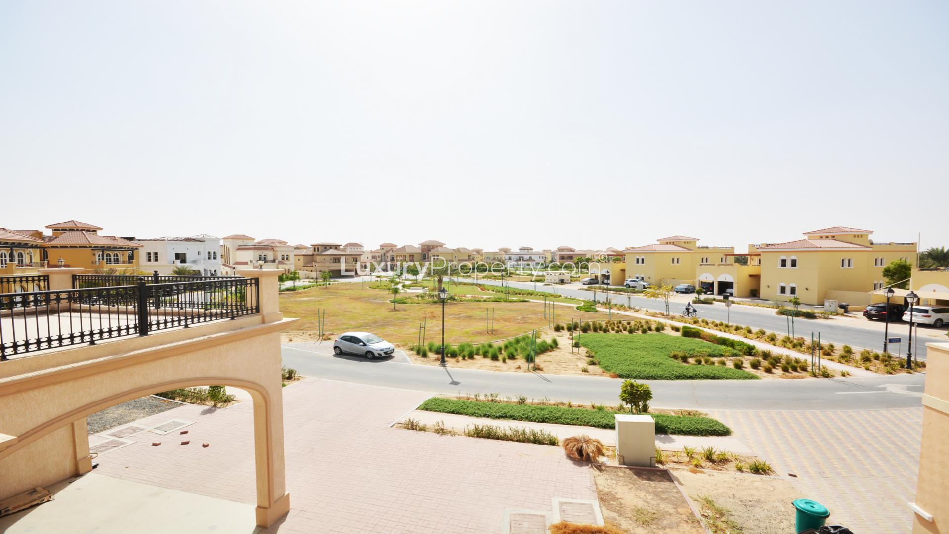 Custom-built villa exterior in Hacienda, The Villa community, available for rent