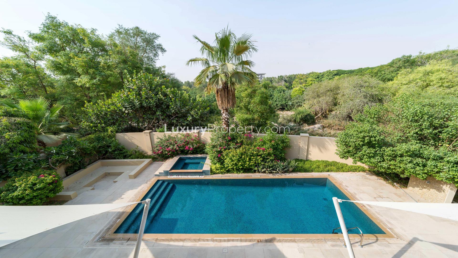 Spacious living room in 7-bedroom villa, Jasmine Leaf 5, Al Barari, for rent