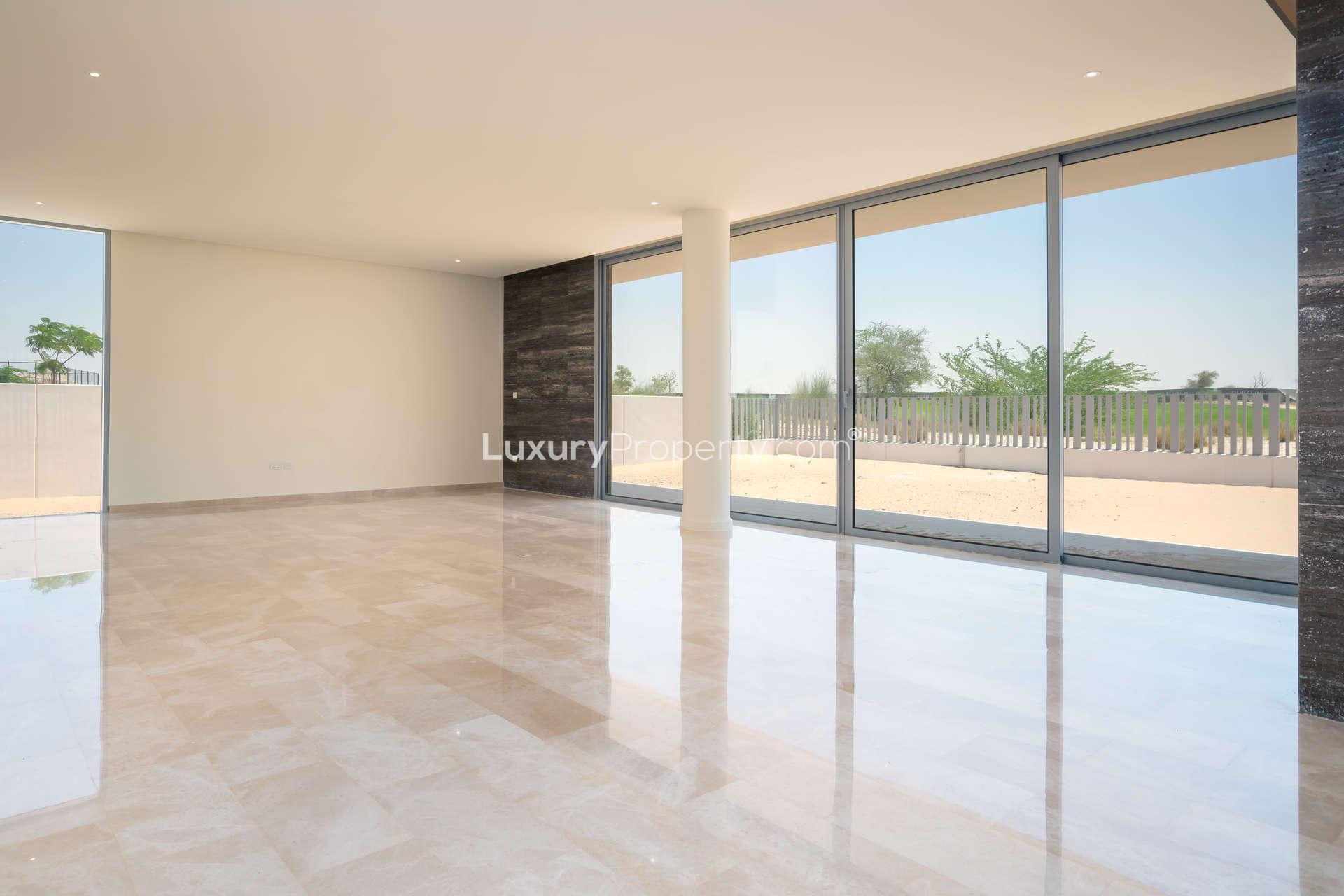 Golf-front villa interior with large windows in Parkway Vistas, Dubai Hills Estate