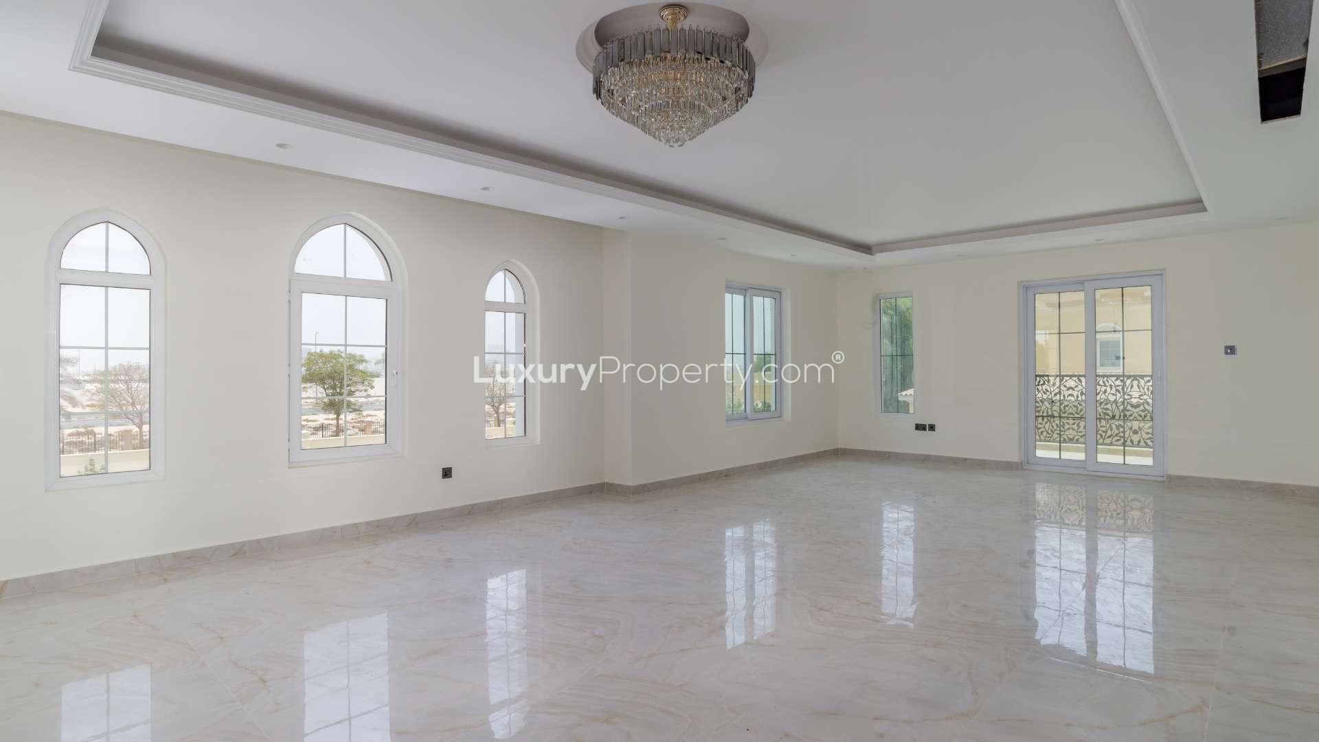 Luxurious 7-bedroom villa exterior in Polo Homes, Arabian Ranches, available for rent