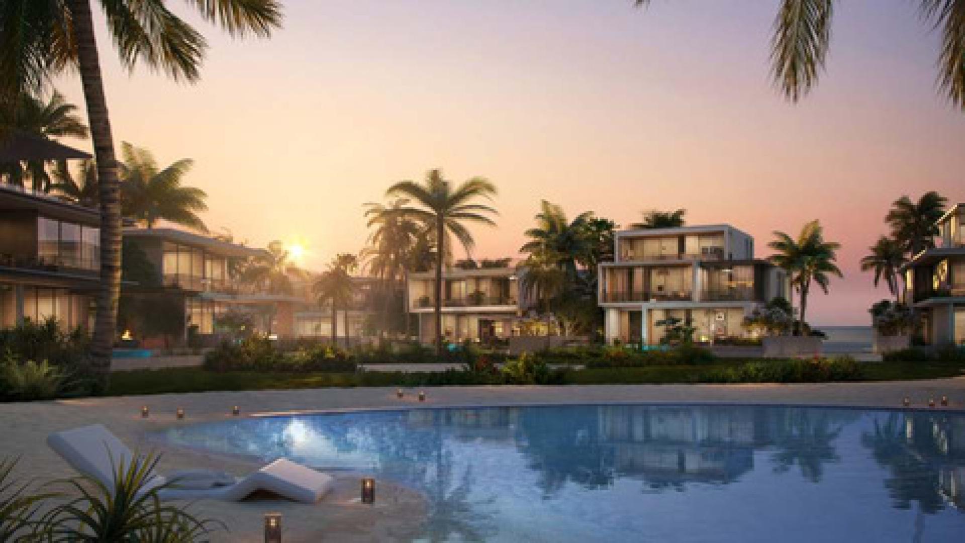 Luxury villa exterior with pool at sunset, The Palm Crown, Palm Jumeirah