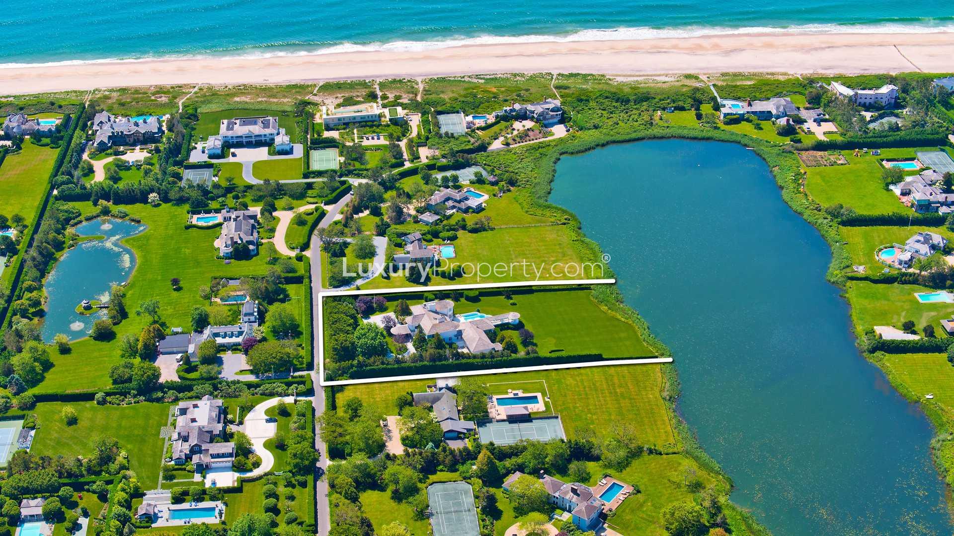 Gorgeous Southampton villa with lush garden, modern design, beach access, seven bedrooms