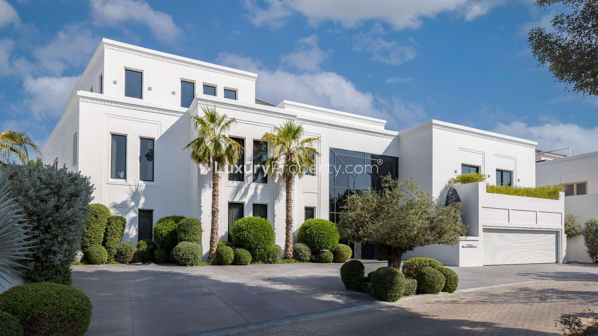 Villa Black Rock entrance sign at luxury 7-bedroom villa in Al Barari, Dubai