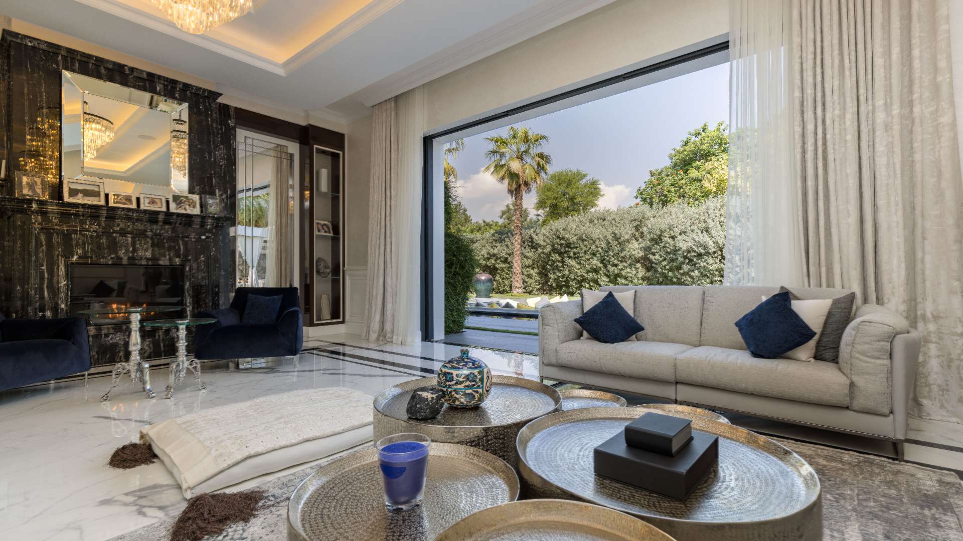 Exquisite 7-bedroom Al Barari villa exterior with landscaped garden and modern architecture
